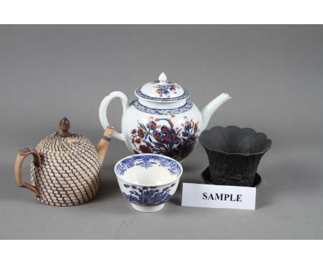 A 19th century Spode blue and white landscape decorated water jug, a 19th century relief moulded jug, a Liverpool “Two Quails