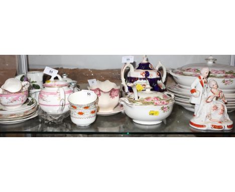A Royal Worcester “Bordeaux” pattern teapot, sugar bowl and milk jug, an Alfred Meakin part dinner service and other china 
