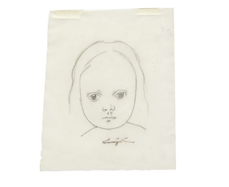 LÉONARD TSUGUHARU FOUJITA (1886-1968)Portrait de fillette signed 'Foujita' (lower centre)pencil on tracing paper13.3 x 11.2cm