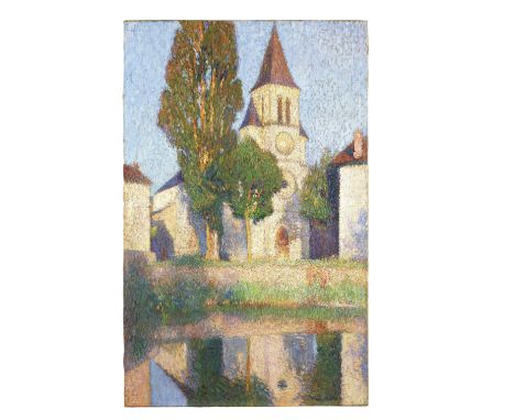HENRI MARTIN (1860-1943)L'église de Labastide du Vert et son reflet au soleil couchant signed 'Henri Martin' (lower right)oil