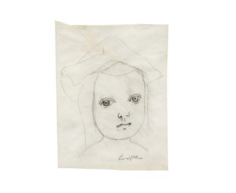 LÉONARD TSUGUHARU FOUJITA (1886-1968)Portrait de fillette au fichu signed 'Foujita' (lower right)graphite and estompe on trac