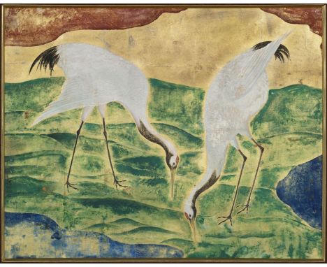 LÉONARD TSUGUHARU FOUJITA (1886-1968)Les grues signed 'T. Foujita' (lower left) and further signed in Japanese; signed 'T. Fo
