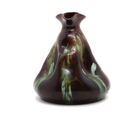 A Linthorpe Art Pottery stoneware bottle vase, late 19th century,  'Model No. 24', designed by Dr Christopher Dresser, decora