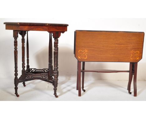 Victorian 19th century mahogany hexagonal occasional table&nbsp; being raised on turned legs with square under tier having pi