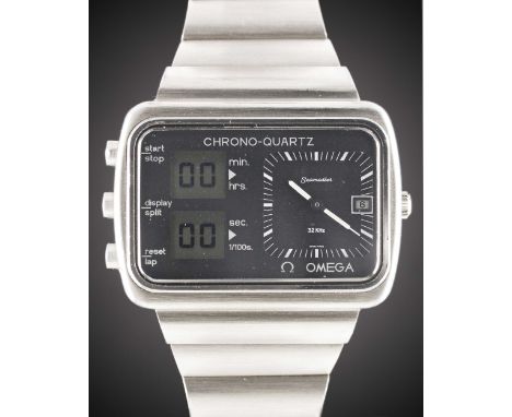 A GENTLEMAN'S STAINLESS STEEL OMEGA SEAMASTER MONTREAL "SCOREBOARD" CHRONO-QUARTZ BRACELET WATCHCIRCA 1976, PRODUCED FOR THE 