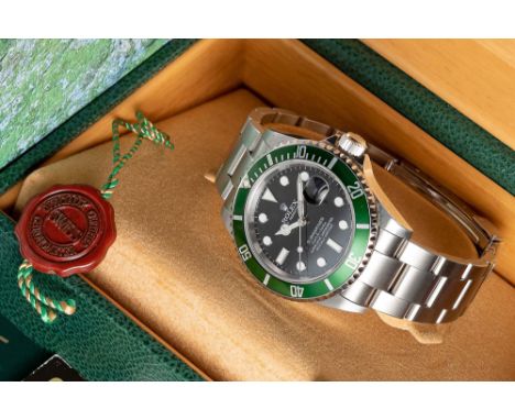 A GENTLEMAN'S STAINLESS STEEL ROLEX OYSTER PERPETUAL DATE "ANNIVERSARY" SUBMARINER BRACELET WATCHDATED 2006, REF. 16610LV "KE