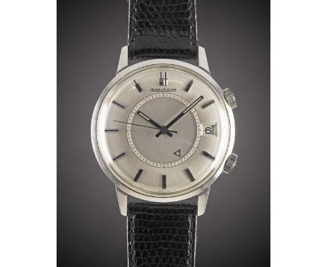 A GENTLEMAN'S LARGE SIZE STAINLESS STEEL JAEGER LECOULTRE MEMOVOX ALARM WRIST WATCHCIRCA 1960sMovement: Manual wind, signed, 