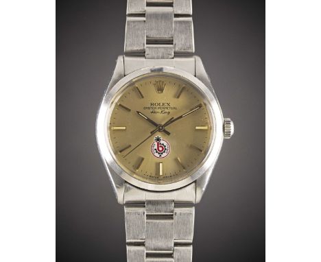 A GENTLEMAN'S STAINLESS STEEL ROLEX OYSTER PERPETUAL AIR KING BRACELET WATCHCIRCA 1986, REF. 5500 WITH BANOCO (BAHRAIN NATION