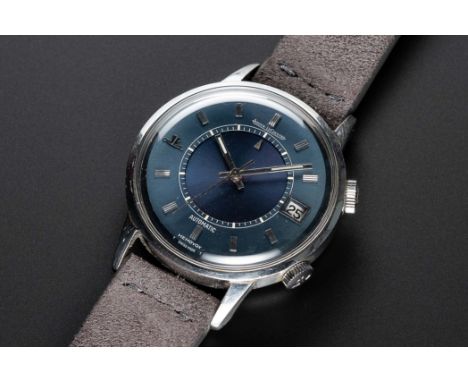 A RARE GENTLEMAN'S STAINLESS STEEL JAEGER LECOULTRE MEMOVOX SPEED BEAT AUTOMATIC ALARM WRIST WATCHCIRCA 1972, REF. E875 WITH 