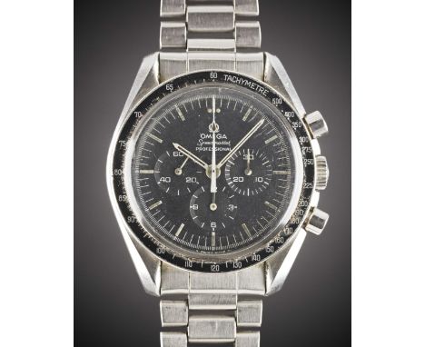 A GENTLEMAN'S STAINLESS STEEL OMEGA SPEEDMASTER PROFESSIONAL CHRONOGRAPH BRACELET WATCHCIRCA 1971, REF. 145.022-69 ST ACCOMPA