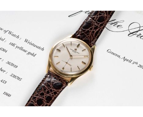 A GENTLEMAN'S LARGE SIZE 18K SOLID GOLD VACHERON & CONSTANTIN WRIST WATCHDATED 1960, REF. 6304 WITH RAISED MALTESE CROSS DIAL