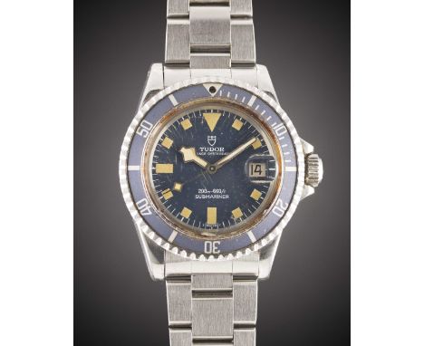 A GENTLEMAN'S STAINLESS STEEL ROLEX TUDOR PRINCE OYSTERDATE "SNOWFLAKE" SUBMARINER BRACELET WATCHCIRCA 1976, REF. 9411/0 WITH