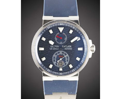 A GENTLEMAN'S STAINLESS STEEL ULYSSE NARDIN MAXI MARINE CHRONOMETER DIVERS WRIST WATCHCIRCA 2000s, REF. 263-68 LIMITED EDITIO