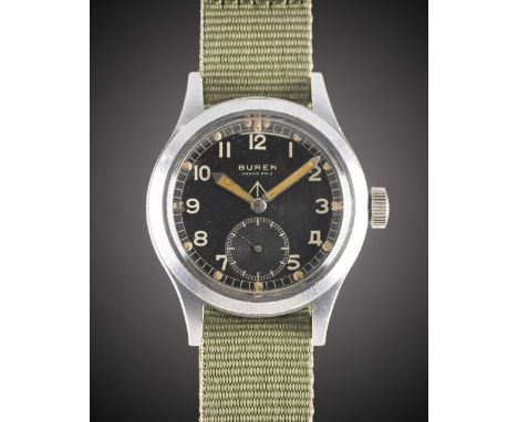 A GENTLEMAN'S BRITISH MILITARY BUREN GRAND PRIX W.W.W. WRIST WATCHCIRCA 1945, PART OF THE "DIRTY DOZEN"Movement: 15J, manual 