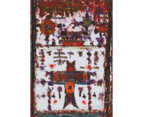  ALAN DAVIE UNTITLED OG.3993 - 2012 Signed and dated lower right, oil on printed paper  28.5cm x 20.5cm (11.25in x 8in) Gimpe
