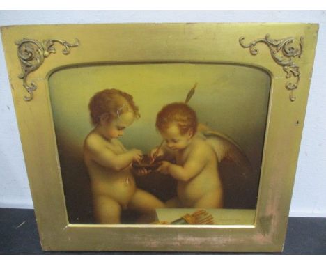 An Oleograph of cherubs in a gilt frame