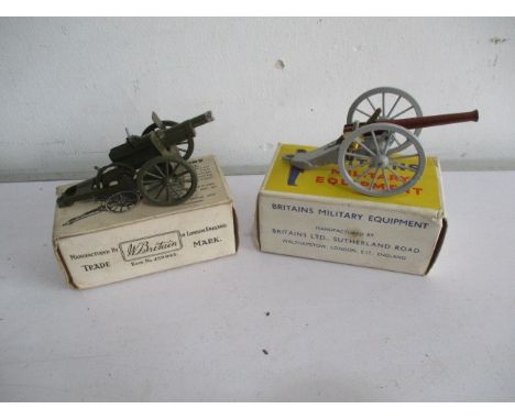 A boxed Britain's gun of the artillery R.A Gun (No 1292), along with a Britain's Military boxed Waterloo 1815 British Artille