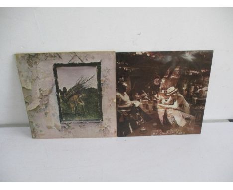 Led Zeppelin IV original press vinyl record (red &amp; plum label), along with Led Zeppelin In Through The Our Door vinyl rec