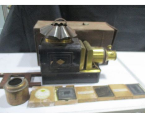 A W C Hughes Pamphengos magic lantern projector in tin box