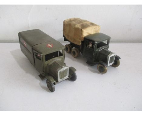 Two vintage unboxed Britain's military model vehicles including an Army Ambulance with driver &amp; Army truck