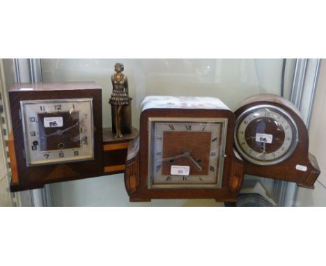 Art Deco style Westminster chime clock together with two other mantle clocks (3)