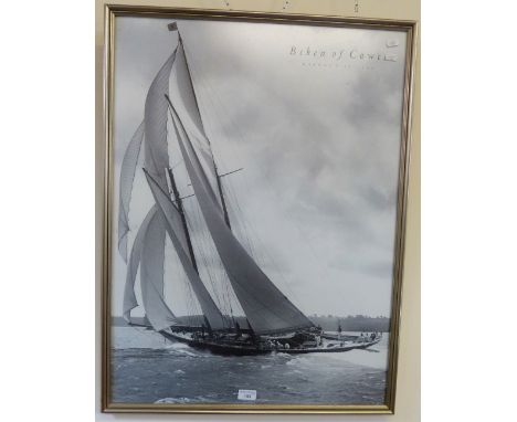 A framed print Beken Cowes Rainbow II 1898  81cm x 62cm