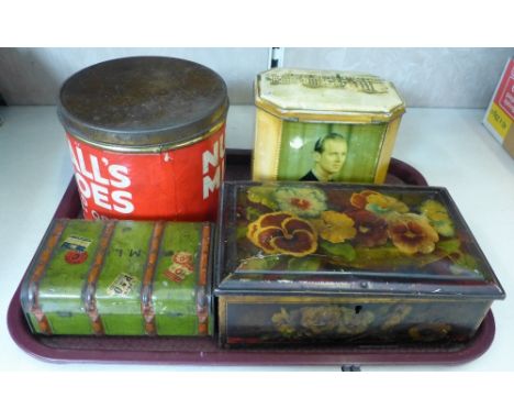 Four vintage tins