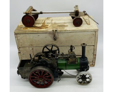 A kit-built Bassett-Lowke Ltd live steam traction engine, along with log trailer, spare parts and original blue prints/instru