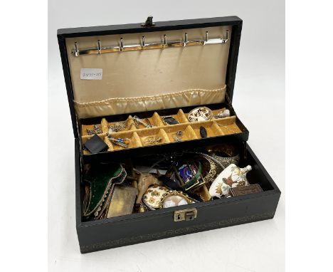 A collection of costume jewellery including silver, Royal Worcester perfume bottle (A/F) etc.