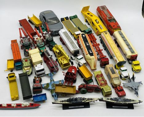 A collection of playworn die-cast vehicles including Lesney, Lone Star, Matchbox, Corgi Major etc