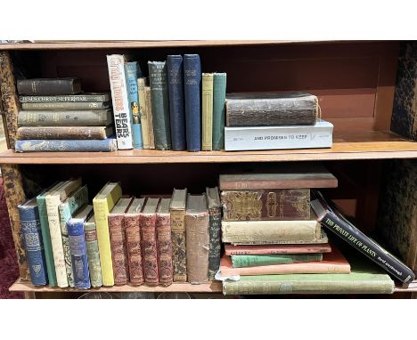 A collection of various antique and other books including signed Life of Plants by David Attenborough and bound manuscript of