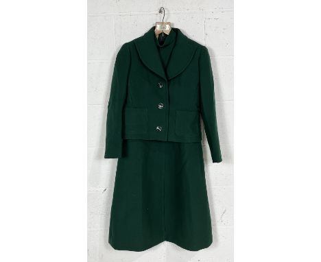 A vintage 1960's Christian Dior "Diorling" dress and jacket set, fully lined in emerald green