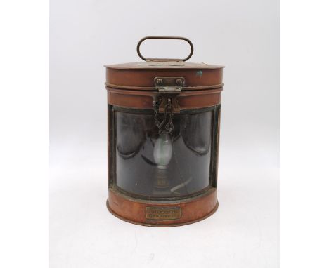 An antique converted 'Meteorite' copper ships lantern - crack to glass