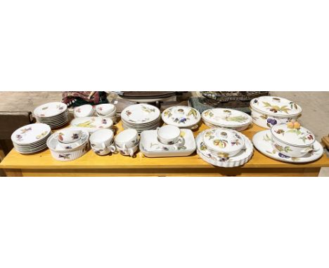 A large collection of Royal Worcester "Evesham" dinner ware including plates, bowls, terrines etc.