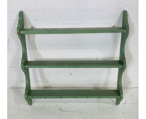 A painted pine hanging shelf, width 81cm, height 80cm