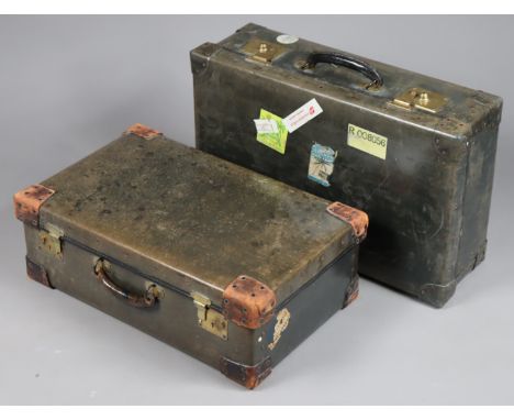 An H.J. Cave &amp; Sons “Osilite” vintage travelling trunk; &amp; a similar travelling trunk, each fitted brass twin-lever lo