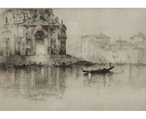 SYDNEY MACKENZIE LITTEN (1887-1949) “Venetian Gondolas by Night”, etching, signed &amp; numbered 41/80 in pencil, 25cm x 35cm