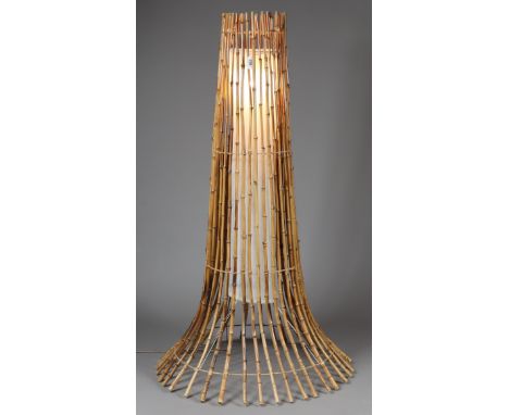A mid-20th century bamboo floor lamp after a design by Franco Albini, 135cm high.