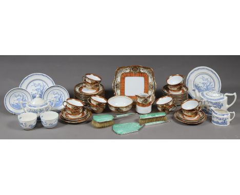 A Noritake porcelain thirty-eight-piece part tea service; a Furnivals blue &amp; white “Quail” nine-piece part tea service; &