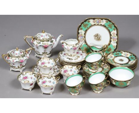 A Noritake floral decorated twenty-one-piece tea service (settings for six); &amp; a similar floral decorated fifteen-piece p