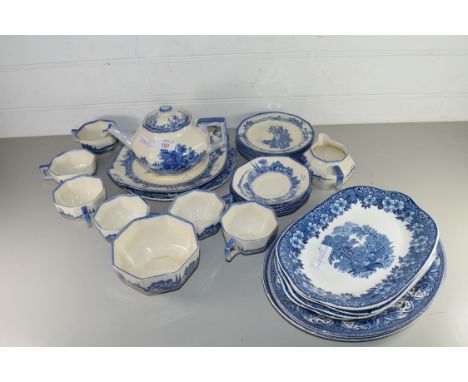 ROYAL DOULTON NORFOLK PATTERN TEA SET TOGETHER WITH FURTHER WEDGWOOD WOODLAND PATTERN PLATES AND A SPODE BLUE ITALIAN PLATE