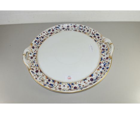 CIRCULAR CERAMIC SERVING TRAY WITH FLORAL BORDER