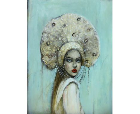 Mary Noga, "First day", acrylic on canvas, 100 x 75cm, 2021. First day symbolizing the moment of the transition between being
