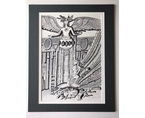 Helen Hardman, "Angel of Light", ink on paper, 42 x 29.5cm, 2018. This work is about the artists struggles with schizophrenia