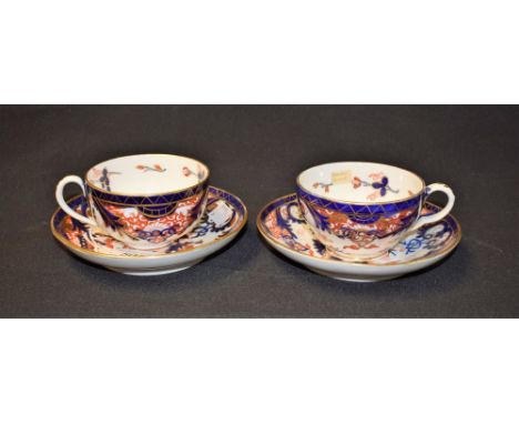 Two Bloor Derby cups and saucers, provenance from Thorseby Hall