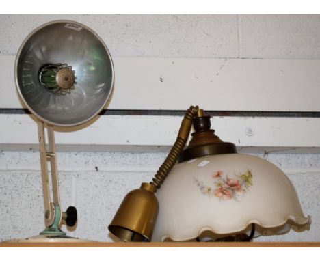 Lighting - a Vintage Sol-Tan table top tanning lamp (display purposes only);  a retro pull down floral ceiling light  (2)