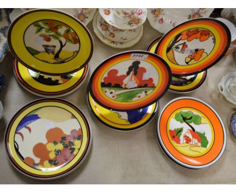 Ceramics - Wedgwood Clarice Cliff design limited edition plates, individually numbered (13)