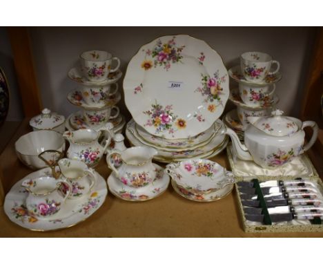 Royal Crown Derby posies dinner tea service inc a teapot, cake stand, sugar bowl, flatware, cups, side plates etc all first q