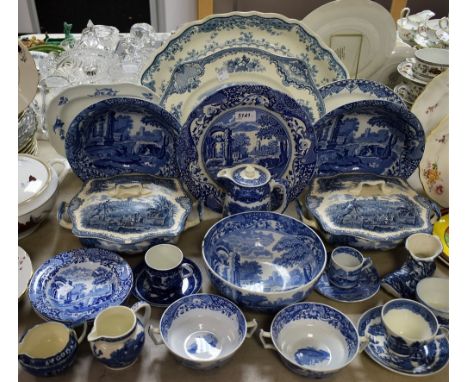 A large quantity of blue and white, Copeland  Spode; etc.