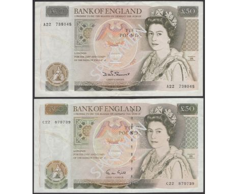 Bank of England, John B. Page, £20, 1970, serial number prefix A40, also Somerset and Gill £20 with prefix 01L (first run), a